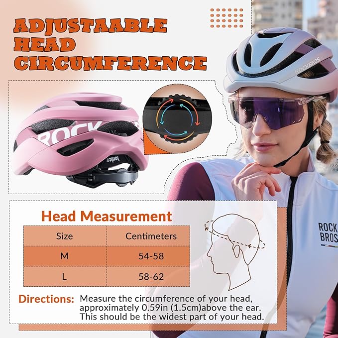 ROCKBROS Bike Helmet for Adults, Size 54-62 cm for Riders, Microshell, Adjustable Dial, Interior Padding, Air Vents, Mountain & Road Bike MTB Commuting