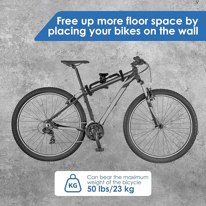 Bike Rack Garage, Bike Wall Mount, Bike Wall Mounted Holder Hook, Heavy-Duty Adjustable Bike Wall Rack, Hang Your Road, Mountain or Hybrid Bikes in Garage or Home, With EVA Foam Padded (1 Pack)