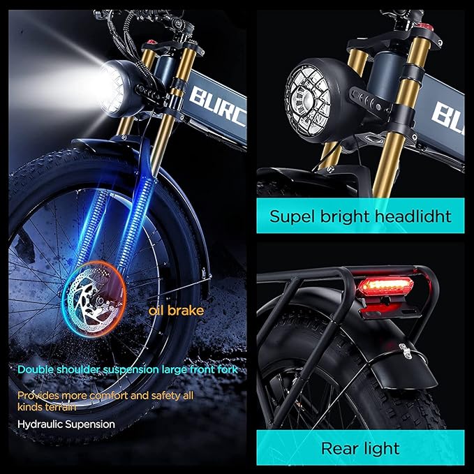 Electric Bike for Adults 1500W Peak 30 MPH E-Bike 70-140 Mile, 48V 20/40 Ah Removable Battery, 26" Fat Tire Electric Dirt Bike, Full Suspension, Dual Hydraulic Disc Brakes, 7 Speed