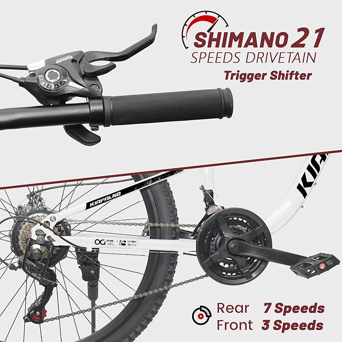 24/26/27.5 Inch Wheel Mountain Bike, 21 Speed MTB Bike with Full Suspension, Steel Frame and Dual Disc Brakes, Adult Mens Outdoor Cycling Mountain Bicycle
