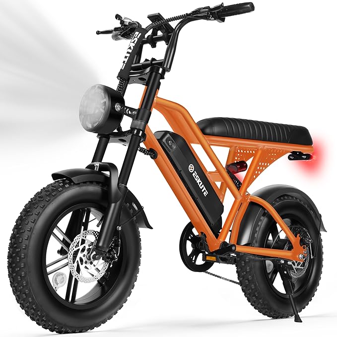 ESKUTE V100 Electric Bike for Adults, Electric Dirt Bike 1500W Peak Motor, All Terrain Dual Suspension E Bike 28MPH Top Speed, Ebike Up to 60 Miles Range, 16" Fat Tire, 48V13Ah Battery, 7-Speed