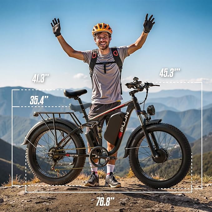 6000W Dual Motor Electric Bike for Adults 60V 20Ah Fast Ebike for Men Women,45MPH Up to 100 Miles,24" Fat Tire Suspension Electric Bicycle for Snow Commuter Mountain E-Bike