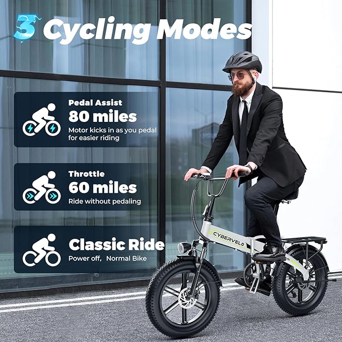 DriftGod Folding Electric Bike, 48V 20.8AH Large Removable Battery E Bike - 20"x3" Fat Tire - 80 Miles Max Range Ebike for Adults,Electric Bicycles for Commuter