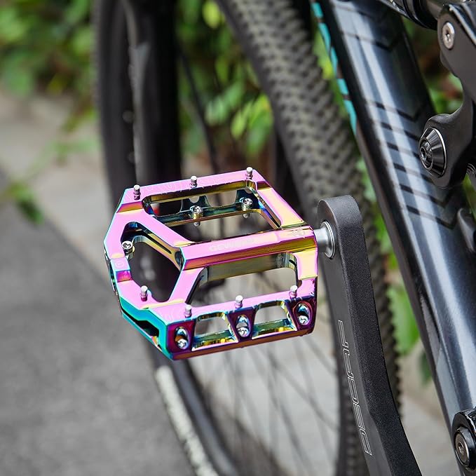 Road/Mountain Bike Pedals -Non-Slip Bicycle Flat Pedals Aluminum 9/16" - 3 Sealed Bearing Lightweight Platform Pedals for Road Mountain BMX MTB Bike