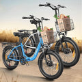 Electric Bike, 1000W Peak Folding Electric Bike, 486Wh 70 Miles Range Ebike, Waterproof Removable Battery, 7 Speed, 25 MPH Max, 20" Step-Thru Bicycle with Front Basket