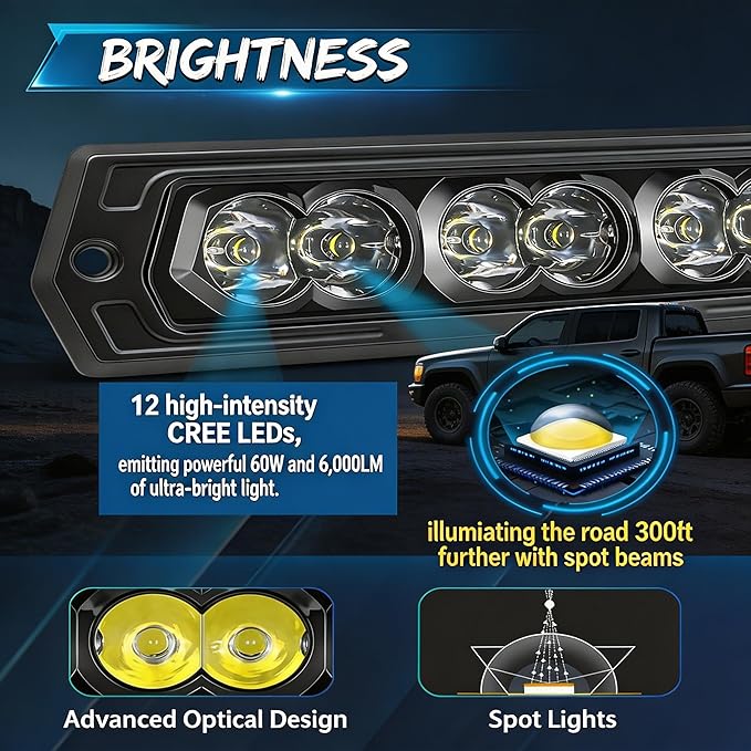 YCHOW-TECH Flush Mount LED Pods 2PCS 7 Inch 120W CREE LED Spot Backup Reverse Light Offroad Driving Lights Flush Mount LED Bumper Light Bars with Wiring Harness Kit for Truck Pickup ATV UTV SUV Ford