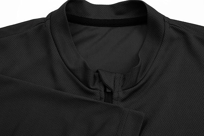 Men's Cycling Jersey Short Sleeves Bike Jersey 1/3 Zipper Solid Color Club Fit, Biking Cycling Shirt Zipper Pocket