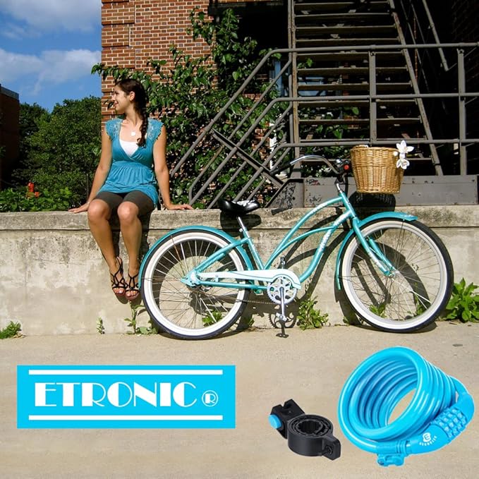 Etronic Bike Lock M6, Cable Lock 6 Feet Long Coiled Security Resettable Combo Combination Lock Bicycle Lock with Mounting Bracket