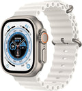 Apple Watch Ultra [GPS + Cellular 49mm] Titanium Case with White Ocean Band, One Size (Renewed)