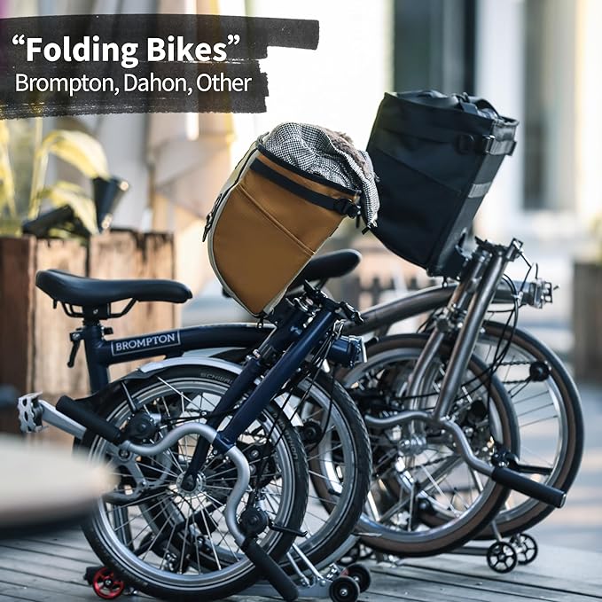 Rhinowalk Bike Basket Bag for Brompton Folding Bike, 17L Waterproof Bike Carrier with Quick Release Mount, Laptop Pocket & Pet Friendly Bicycle Basket (Black, 17L)