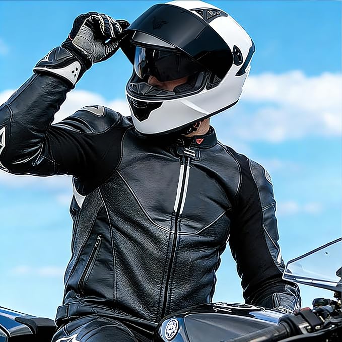 VCOROS Full Face Dual Visor Motorcycle Helmet for Adults Motorbike Street Bike Racing Helmets X9 DOT Approved with Black Visor
