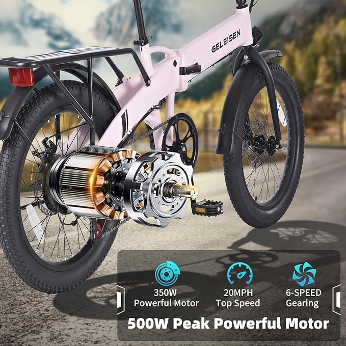 Folding Electric Bike for Adults, 20"×3.0 Fat Tire Electric Bicycle, 374.4Wh Battery Ebike, 20MPH Electric Cargo Bike with LCD Color Display & 6 Speed Gears (Fits for 5'0"+)