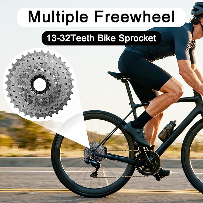 VERKSTAD 7/8 Speed Freewheels 14-32T/14-28T/13-32T/13-28T Bike Freewheel Threaded Type Cycling Replacement Part for Mountain Bike Road Bike
