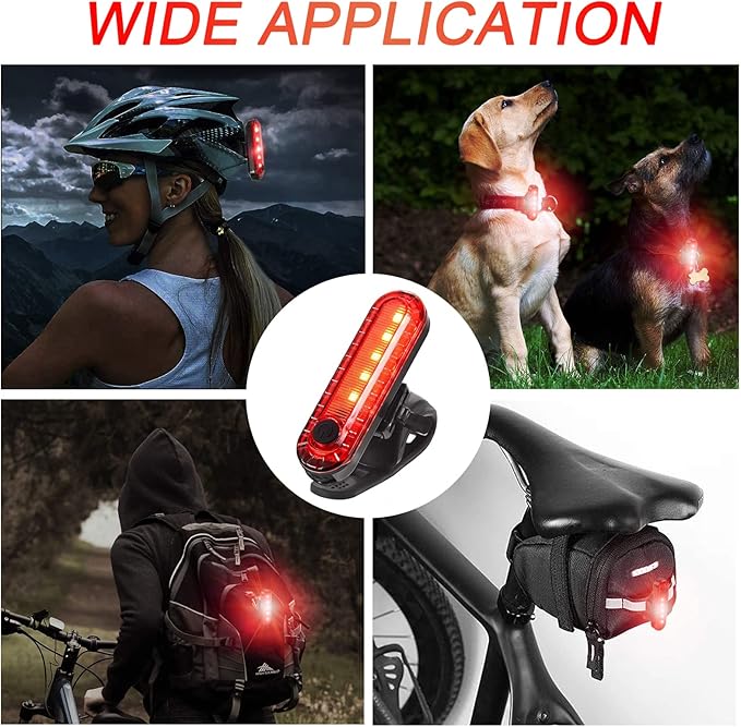 2 Pack USB Rechargeable LED Bike Tail Light Bicycle Rear Cycling Night Essential Reflector Seat Back Safety Lamp Waterproof Bright Warning Flash MTB Light for Men Women Kids