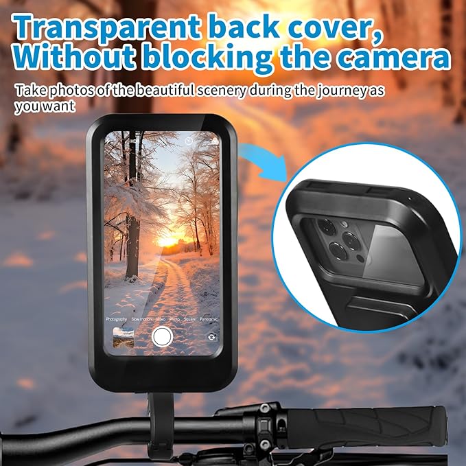 Waterproof Bike Phone Mount, Touch-Screen Bicycle Phone Holder, Universal Waterproof Cell Phone Bag 360°Rotatable Motorcycle Scooter ATV MTB Phone Mount Holder for 4.7-6.8" Smartphones