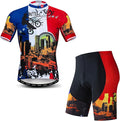 Hotlion Men's Cycling Jersey Sets Gel Pad Summer Bike Clothing Suit Breathable Bike Clothes with 3 Rear Pockets