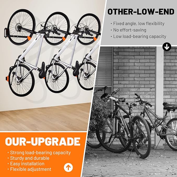Swivel Bike Rack Wall Mount, 2 PCS Bike Hanger Wall Mount, Vertical Bike Rack, Sturdy Bike Storage Hook, No Heavy Lifting Required Indoor Hanging Bike Organizr