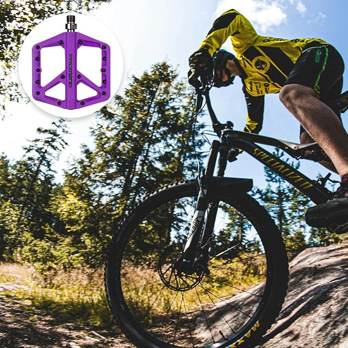 Mountain Bike Pedals - Durable Nylon DU Bearing Platform Pedals for MTB and BMX