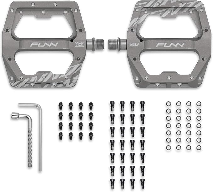 Funn Funndamental Flat Pedals - Wide Platform Bicycle Pedals for BMX/MTB Mountain Bike, Adjustable Grip for Outstanding Stability, 9/16-inch CrMo Axle