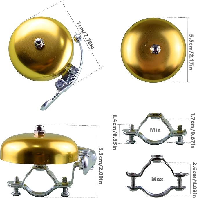 Classic Bell, Loud Crisp Clear Sound Bicycle Accessories for Adults Youths, Stylish Horn for Road and Mountain Bikes