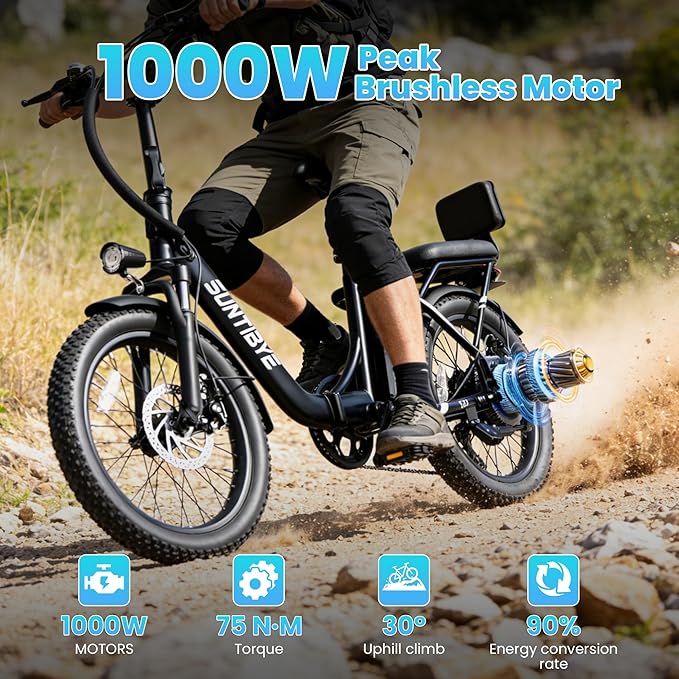 Electric Bike for Adults and Teens, Ebike, Electric Bicycle Mountain Dirt Bike Fat Tire Electric Bike, Multi-Funtional Bike for Work, School, Commute, Off-Road