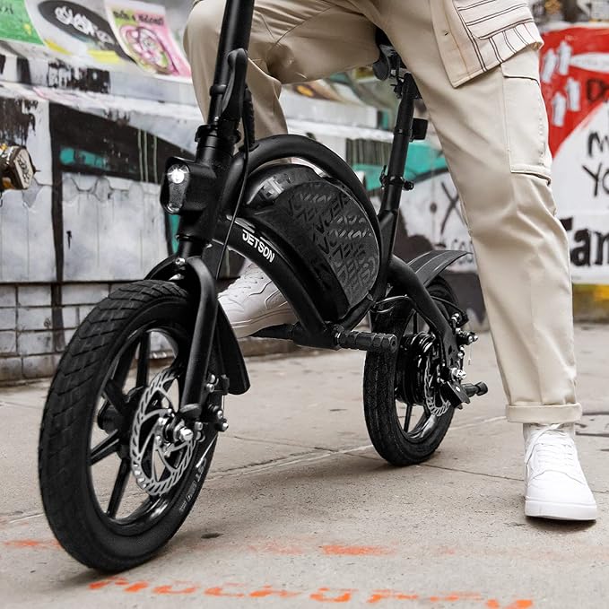 Jetson Bolt Electric Bike, Foot Pegs, Easy-Folding, Built-in Carrying Handle, Twist Throttle, Cruise Control, Up to 15.5 MPH, Range Up to 15 Miles, Ages 13+
