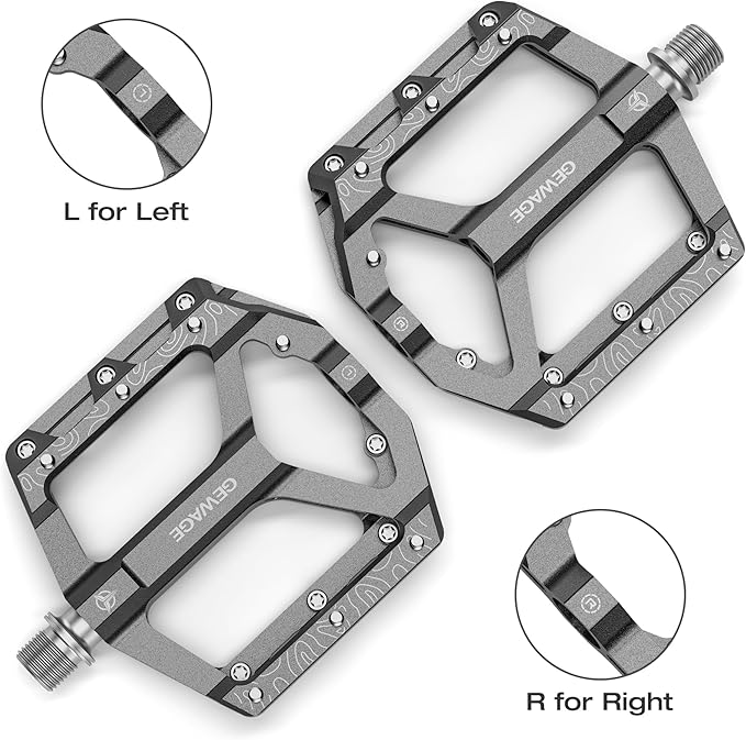 Road/Mountain Bike Pedals -Non-Slip Bicycle Flat Pedals Aluminum 9/16" - 3 Sealed Bearing Lightweight Platform Pedals for Road Mountain BMX MTB Bike