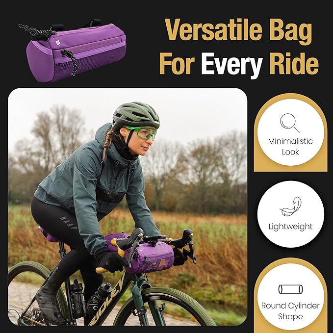 Lumiere & Co. Bike Handlebar Bag – Minimalist Design – 3 Size options, Multiple Colors – Clip Straps, Hook & Loop, Shoulder Strap