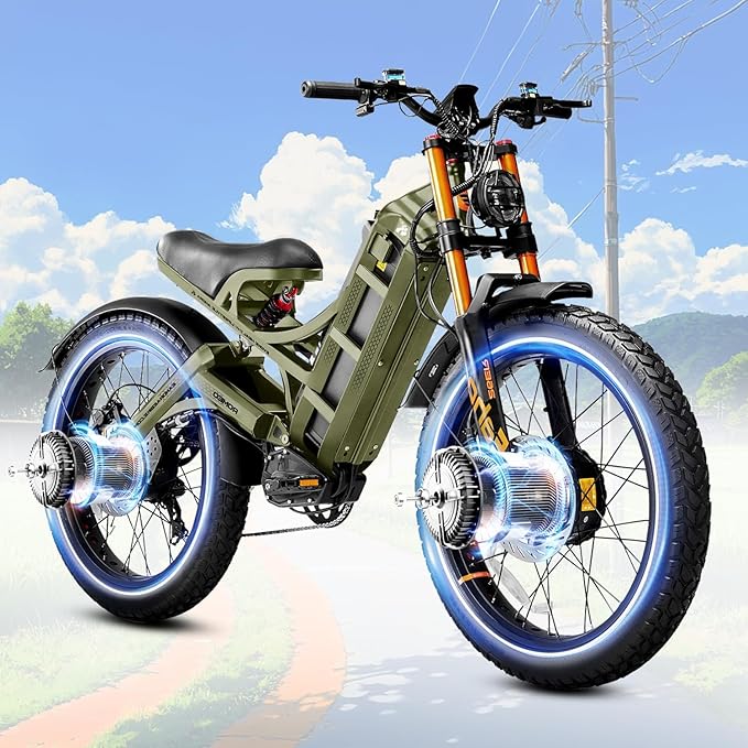 (2025 Version) Eahora Romeo Pro 2 4000W Dual Motor Ebike,46MPH 52V 70AH Battery 200Miles Long Range Ebike,Full Suspension 26'' Fat Tire Electric Bike for Adults with APP Control