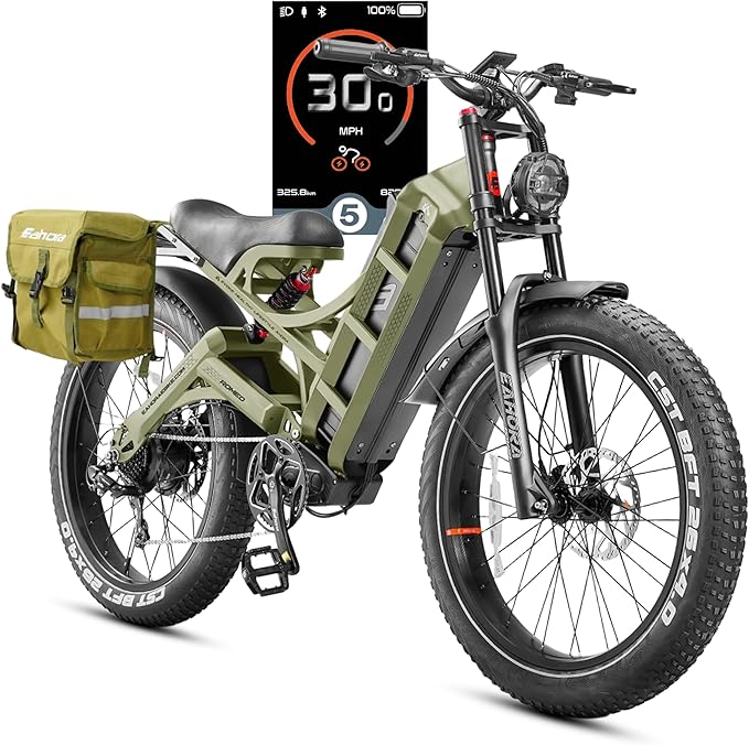 eAhora Romeo Pro 3/2 [2026] 46-50 Mph Electric Bike for Adults, Peak 5600W Dual Motor Ebike, 60V/52V 80Ah/70Ah 250 Miles Long Range E Bike, 26”*4.0 Fat Tire Air Full Suspension Off-Road E-Bike