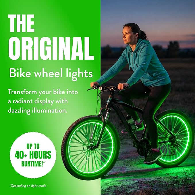 Activ Life 2-Tire Pack LED Bike Wheel Lights with Batteries Included, Get 100% Brighter and Visible from All Angles for Ultimate Safety and Style