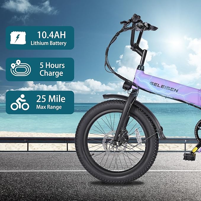 Folding Electric Bike for Adults, 20"×3.0 Fat Tire Electric Bicycle, 374.4Wh Battery Ebike, 20MPH Electric Cargo Bike with LCD Color Display & 6 Speed Gears (Fits for 5'0"+)