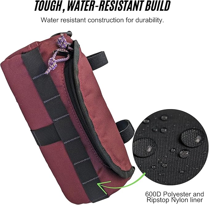Handlebar Bag (For The Zin) | 2 Liter Capacity | Spacious Bike Bag w/ 2 Extra Long Buckle Straps & 1 Hook-and-Loop Strap | Water Resistant Front Basket | Bike Accessories | Made in USA