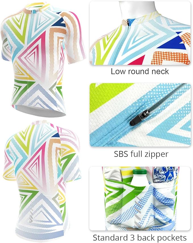 Wulibike Men's Cycling Jerseys Short Sleeve Bike Biking Shirts Full Zip with Pockets Road Bicycle Clothing