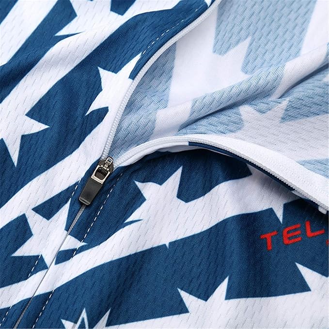 JPOJPO USA Cycling Jersey Men Short Sleeve Bike Shirts Biking Jersey Summer American Bicycle Tops with 3 Pockets Reflective