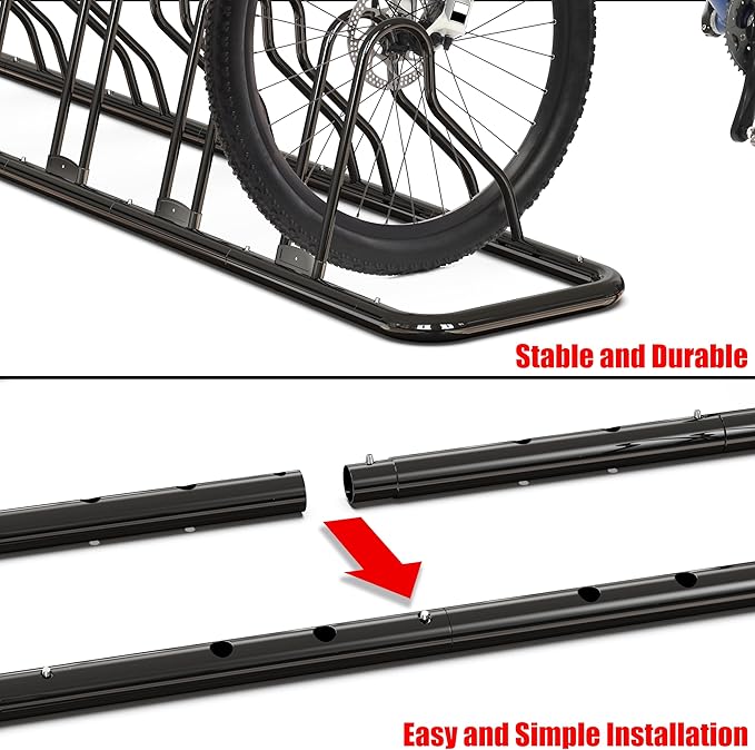 Simple Houseware 5 Bike Bicycle Floor Parking Adjustable Storage Stand, Black