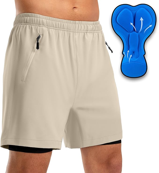 Bikewa Men's Mountain Bike Shorts 3D Padded Loose-fit Riding Biking Cycling Bicycle Biker Shorts for Men Zipper Pockets