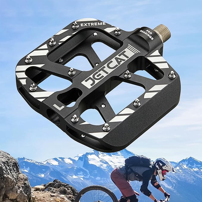 Mountain Bike Pedals Flat - MTB Pedals Flat, Bicycle Pedals, Road Bike Pedals, BMX Pedals, for BMX MTN Road Gravel EBike, Specialized Parts, Adults, Aluminum Metal Stamp 9/16"