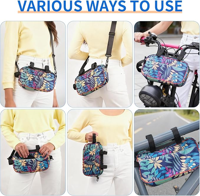 Large Capacity Bike Handlebar Bag, Waterproof Bicycle Bags for Handlebars with Shoulder Strap, Multifunctional Cycling Front Pouch, Bike Crossbar Tool Storage Bag for Urban Outdoor Road MTB