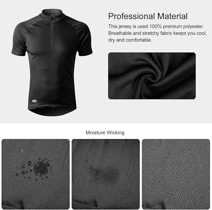 INBIKE Men's Cycling Jerseys Moisture Wicking Short Sleeve Quick Dry Bike Jersey Long Sleeve Running Tops Breathable