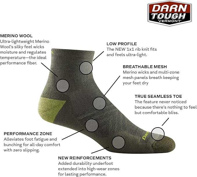 Darn Tough Men's Run 1/4 Ultra-Lightweight with Cushion Sock (Style 1040)