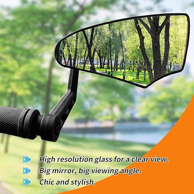 Bike Mirror for Handlebar Mount, HD Glass Bicycle Mirrors, Adjustable Bar End Bike Rear View Mirror, Scratch Resistant Bike Mirror for E-bike, City Bikes (Right 0.59-0.78")