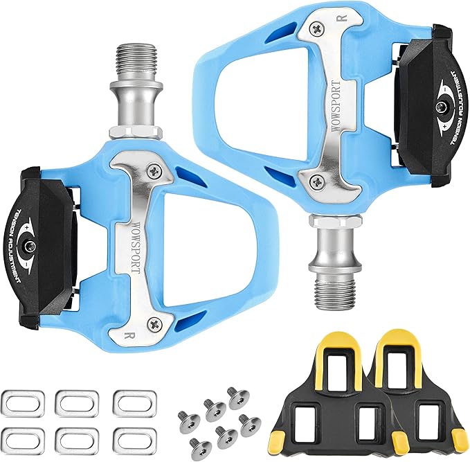 WOWSPORT SPD-SL Road Bike Pedals - Lightweight Clipless Pedals with 3-Bolt Cleats, Sealed Bearings & Nylon Composite | Shimano SPD SL Compatible
