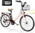 26" Electric Bike,1000W Peak City Cruiser Ebikes,20MPH 70Miles Step Thru Electric Bicycle with 48V Removable Battery,Detachable Foldable Basket,Rear Rack(TUV & UL2849)
