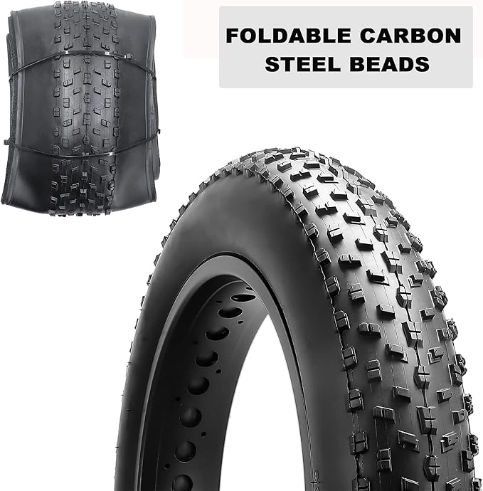 MOHEGIA Fat Bike Tire: 20x4.0/26x4.0 Inch Fat Tire,High-Performance and All-Terrain Folding Replacement MTB Bicycle Tire with Street or Trail Riding