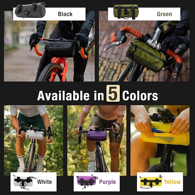 Lumiere & Co. Bike Handlebar Bag – Minimalist Design – 3 Size options, Multiple Colors – Clip Straps, Hook & Loop, Shoulder Strap