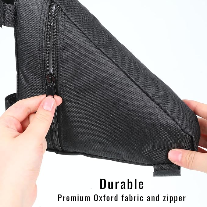 Bike Triangle Bag Mountain Bicycle Frame Bag Top Tube Front Saddle Pouch Lightweight Cycling Storage Pack Tools Accessories for Road Commuter Bikes Keys Wallet Phone (Black)