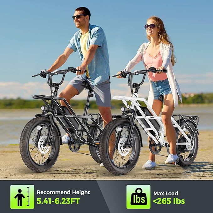 1800W Peak Electric Bikes for Adults 20" Fat Tire E Bike with 90 Miles Max Range 28 MPH Electric Bicycle Step-Thru Ebikes with 48V Removable Battery 7 Speed