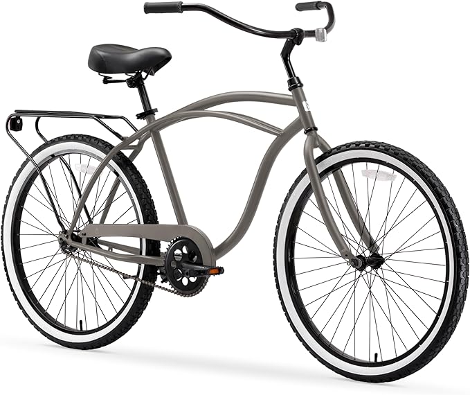 sixthreezero Around The Block Men's Beach Cruiser Bike, Hybrid Bicycle with Rear Rack, Multiple Speed and Color Options