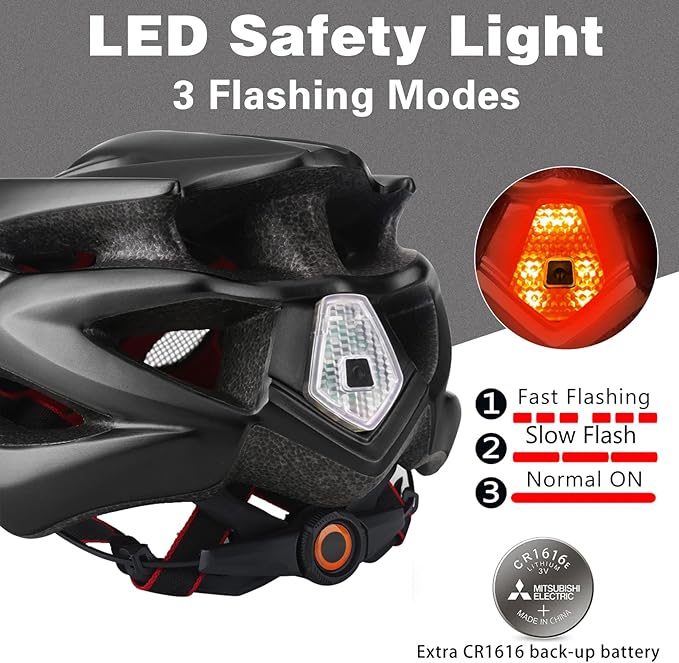 Bike Helmet Men Women, Shinmax Bicycle Helmet with Rear Light and Detachable Visor